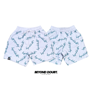 MESH SHORT - "VELO WHITE” Design AIRCOOL Fabric - BEYOND DOUBT CLOTHING