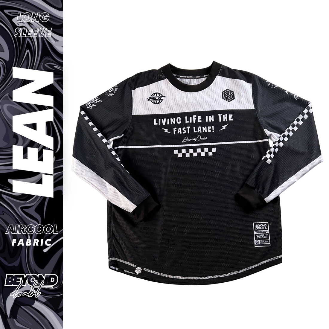 LONG-SLEEVES- "LEAN” Design AIRCOOL Moto Jersey - BEYOND DOUBT CLOTHING