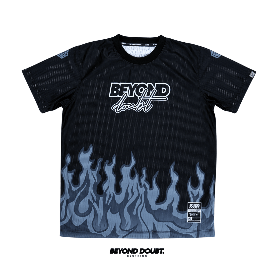 T-SHIRT - "FLAMES” Design AIRCOOL Fabric - BEYOND DOUBT CLOTHING