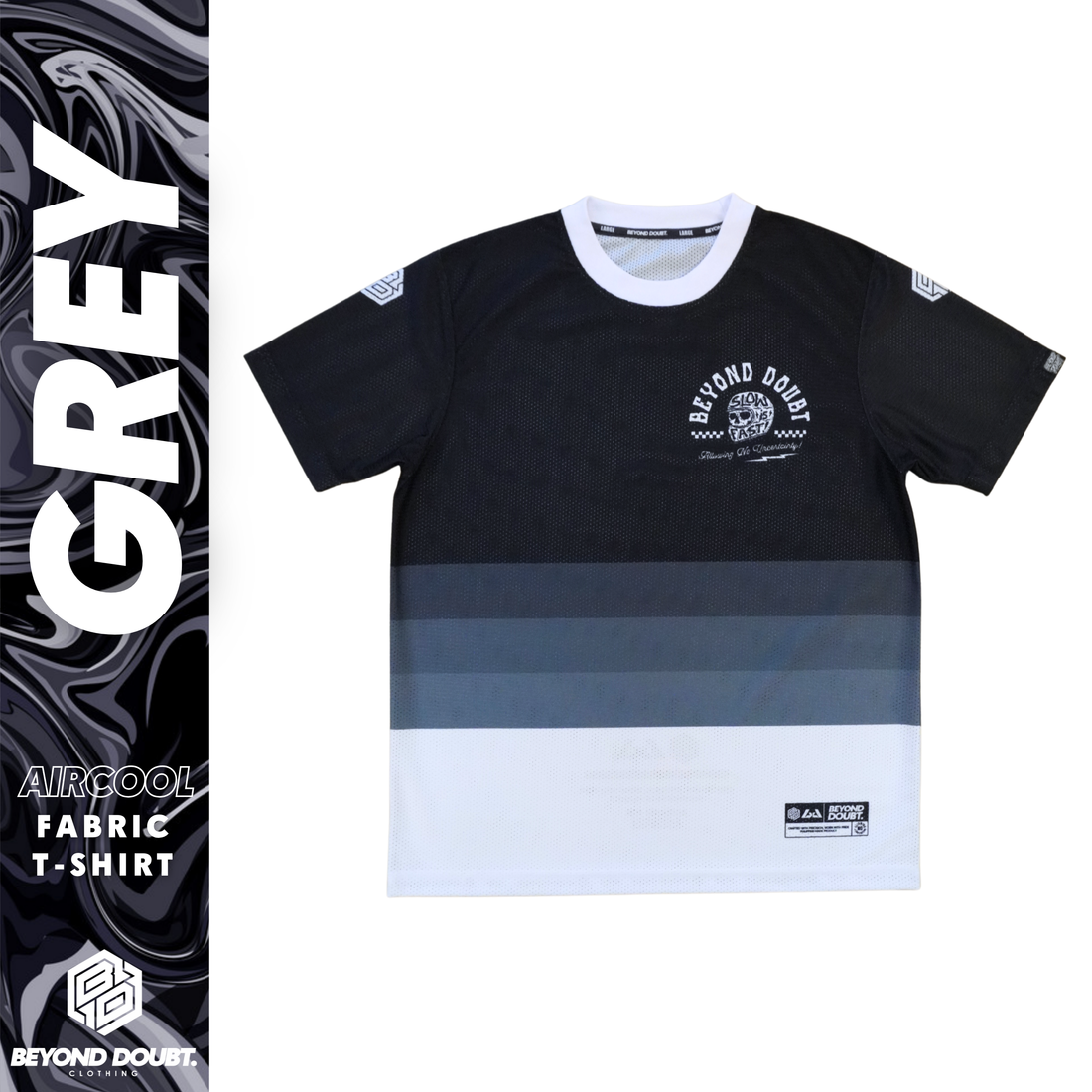 T-SHIRT - "GREY” Design AIRCOOL Fabric - BEYOND DOUBT CLOTHING