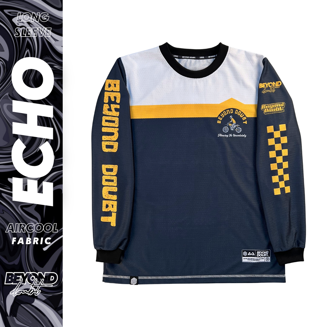 LONG-SLEEVES- "ECHO” Design AIRCOOL Moto Jersey - BEYOND DOUBT CLOTHING