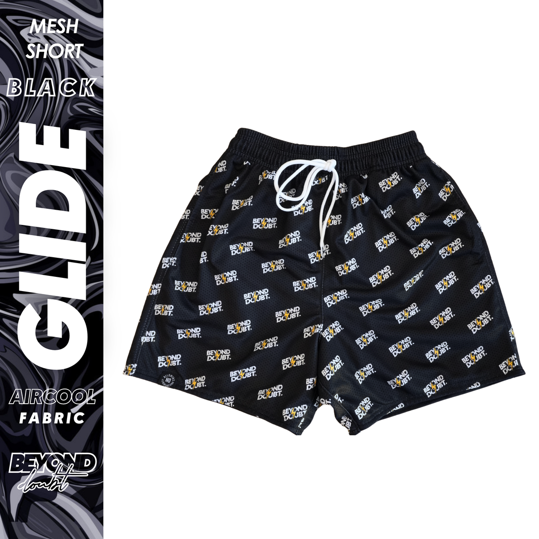 MESH SHORT - "GLIDE BLACK” Design AIRCOOL Fabric - BEYOND DOUBT CLOTHING