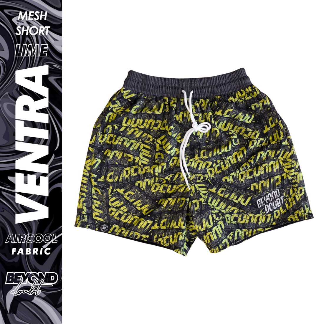 MESH SHORT - "VENTRA LIME” Design AIRCOOL Fabric - BEYOND DOUBT CLOTHING