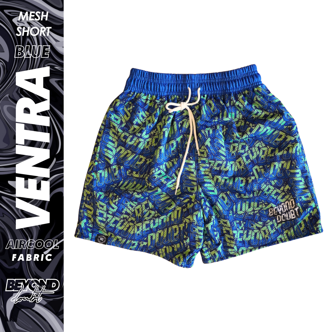 MESH SHORT - "VENTRA BLUE” Design AIRCOOL Fabric - BEYOND DOUBT CLOTHING